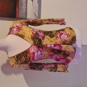 Charlotte Russe vintage floral printed long sleeve blouse Size S